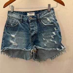 One Teaspoon Blue Distressed Jean Shorts